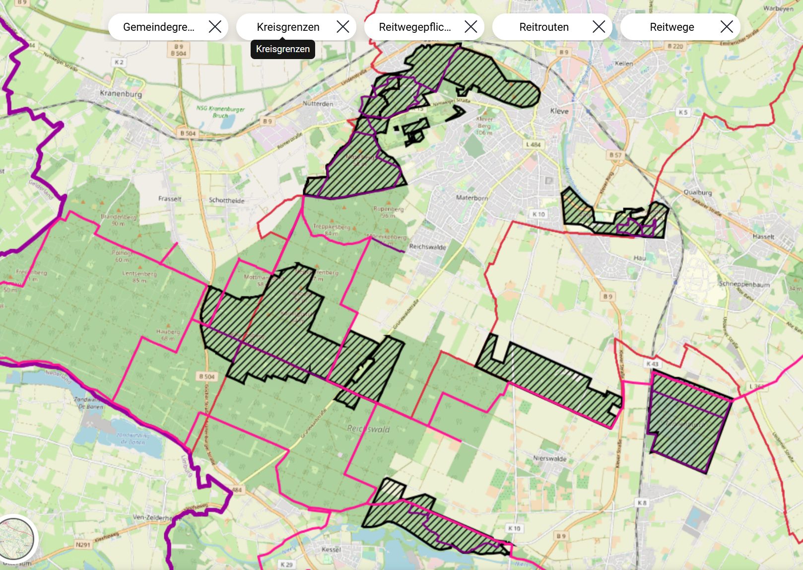 Reitwegekarte Reichswald